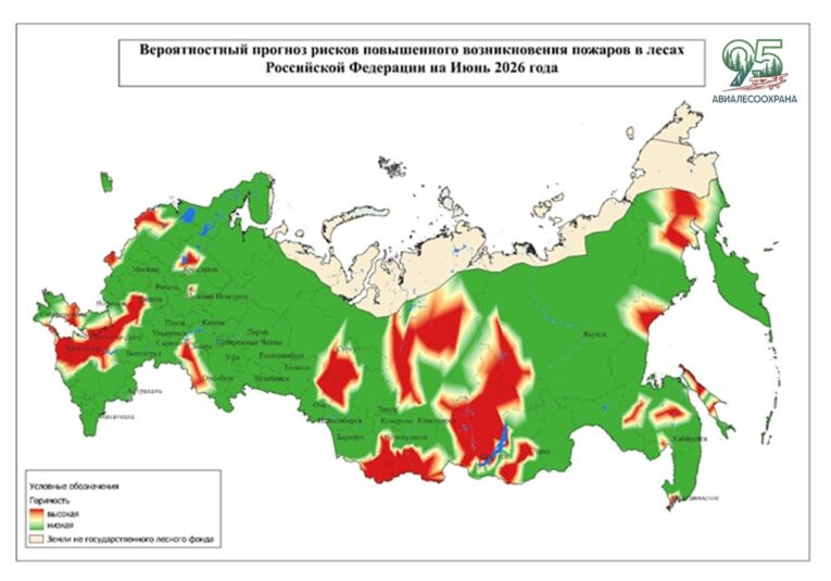 В июне природные пожары охватят 44 региона